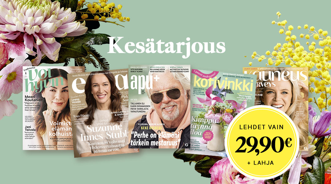 Saat valitsemasi lehden vain 29,90 eurolla ja kaupan päälle valitsemasi lahjat.